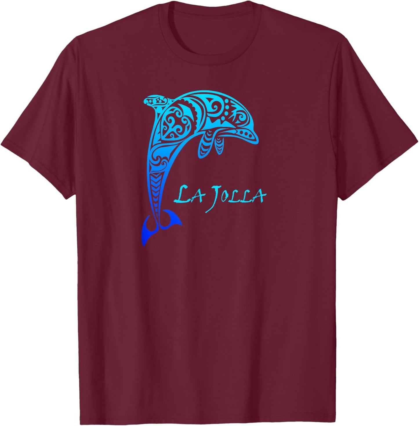 La Jolla, California Vintage Vacation Retro Tribal Dolphin T-Shirt - T-Shirt | Maroon