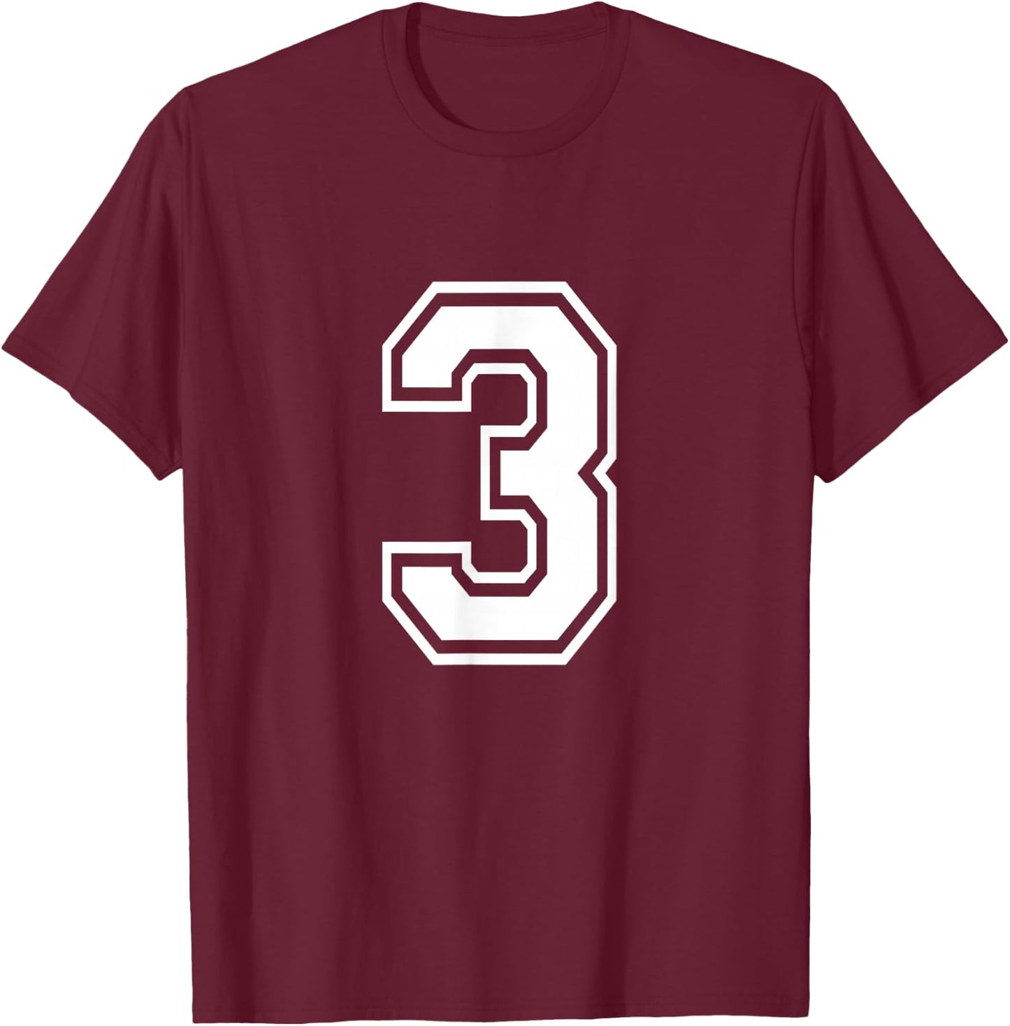 Number 3 Varsity Sports Team Jersey 3rd Birthday 3 Years T-Shirt - T-Shirt | Maroon
