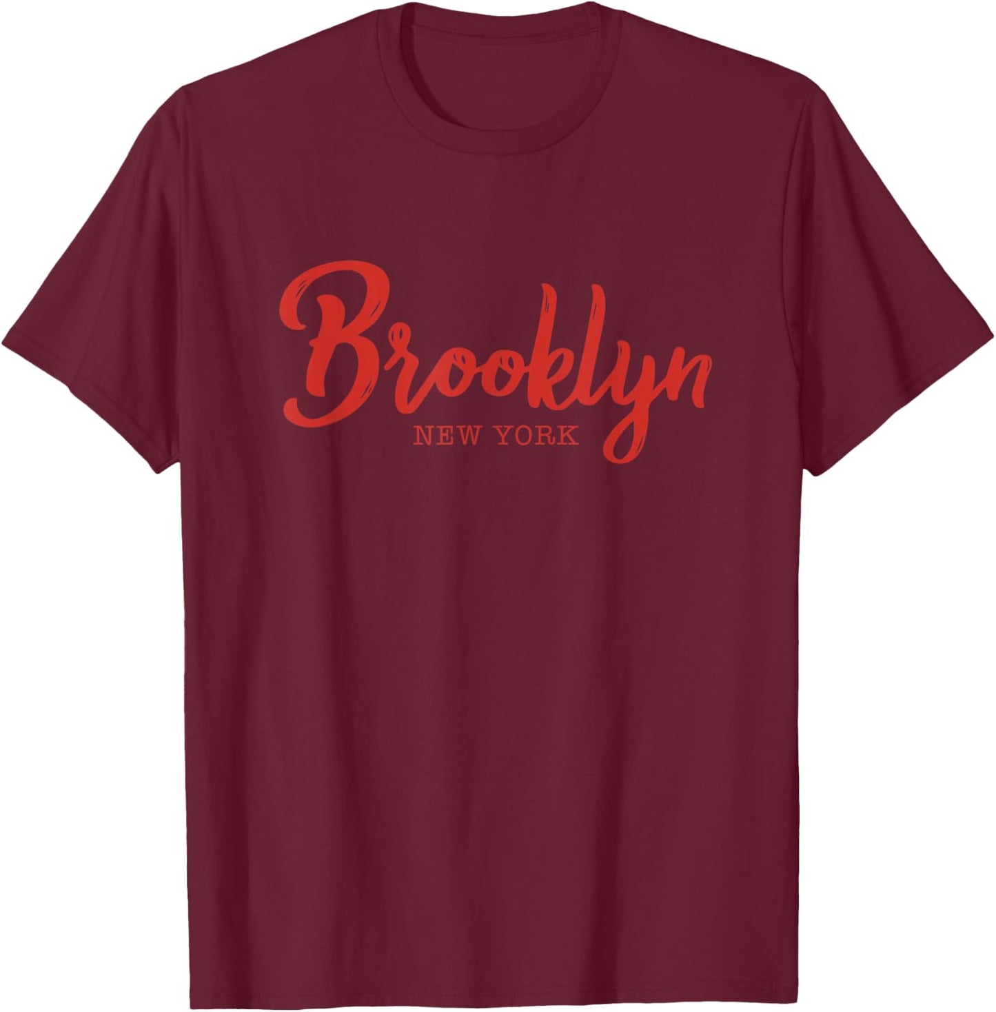 Brooklyn New York Retro Red T-Shirt - T-Shirt | Maroon