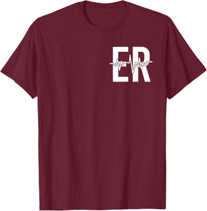 Emergency Department ER Nurse front + back Emergency Room T-Shirt - T-Shirt | Maroon