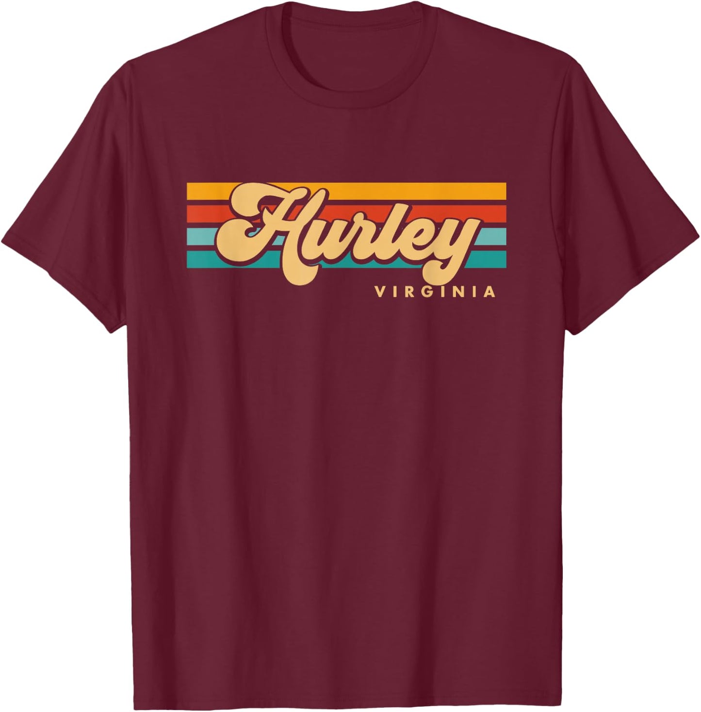 Vintage Sunset Stripes Hurley, Virginia T-Shirt - T-Shirt | Maroon