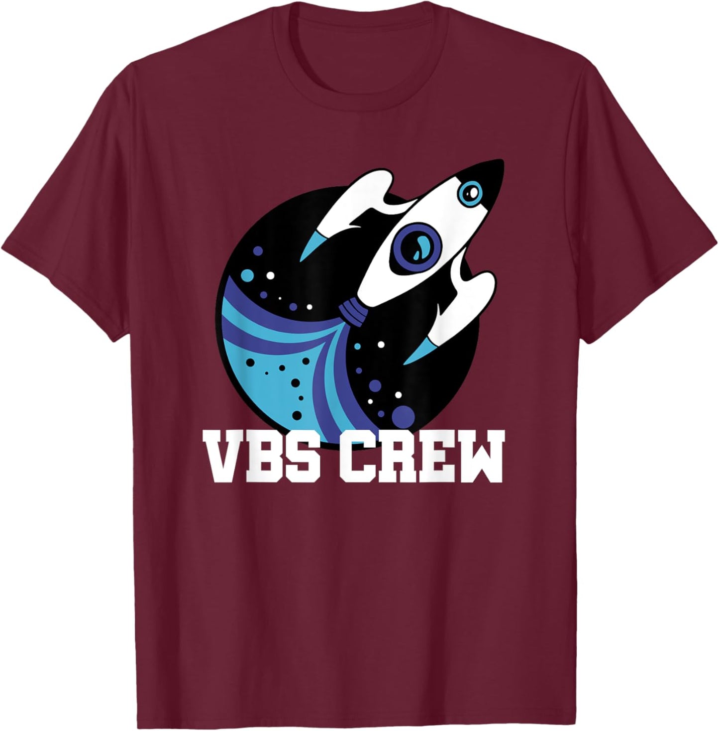 I Love VBS 2025 Space Crew Vacation Bible School Rocket T-Shirt - T-Shirt | Maroon