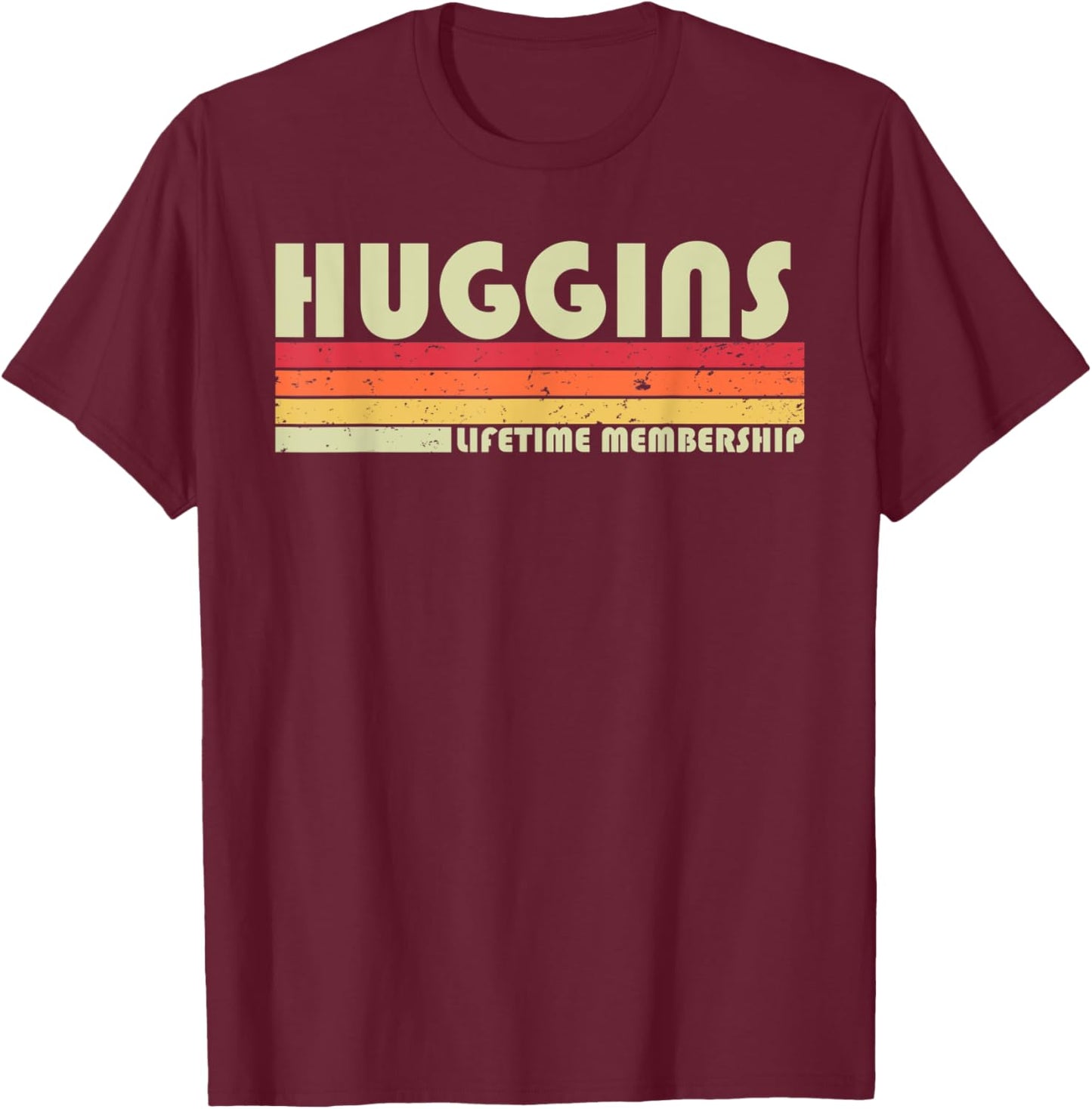 HUGGINS Surname Funny Retro Vintage 80s 90s Birthday Reunion T-Shirt - T-Shirt | Maroon