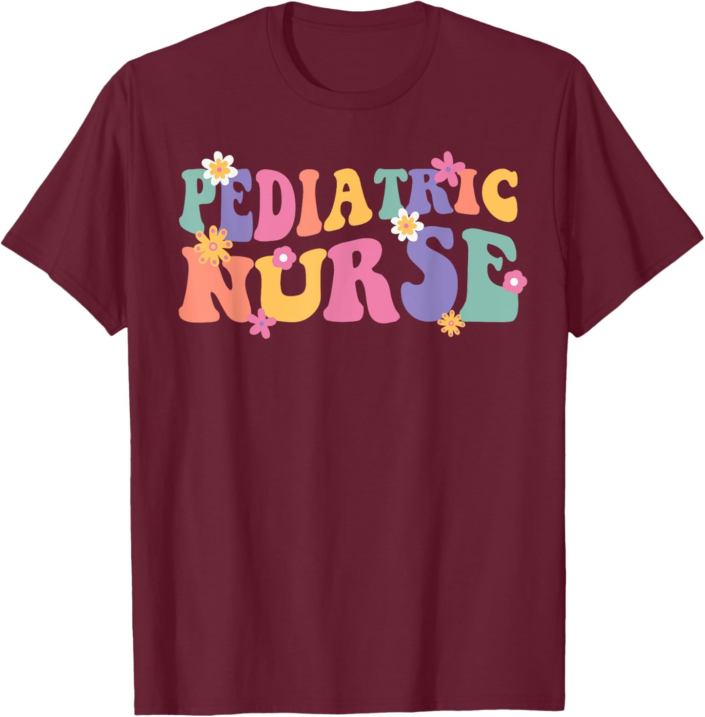 Pediatric Nurse PEDS ER Nurse Emergency Room Nursing Groovy T-Shirt - T-Shirt | Maroon