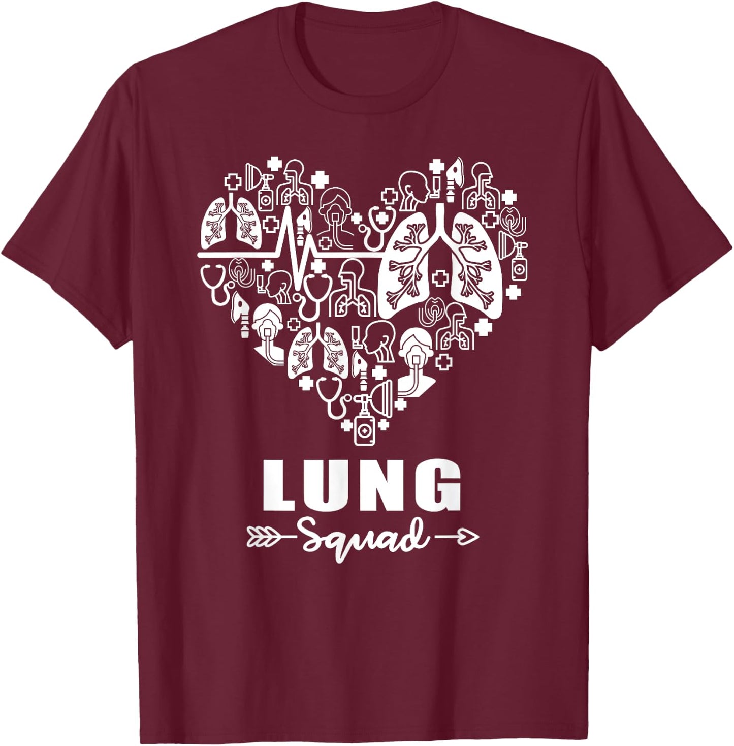 Lung Squad Heart Funny Respiratory Team T-Shirt - T-Shirt | Maroon