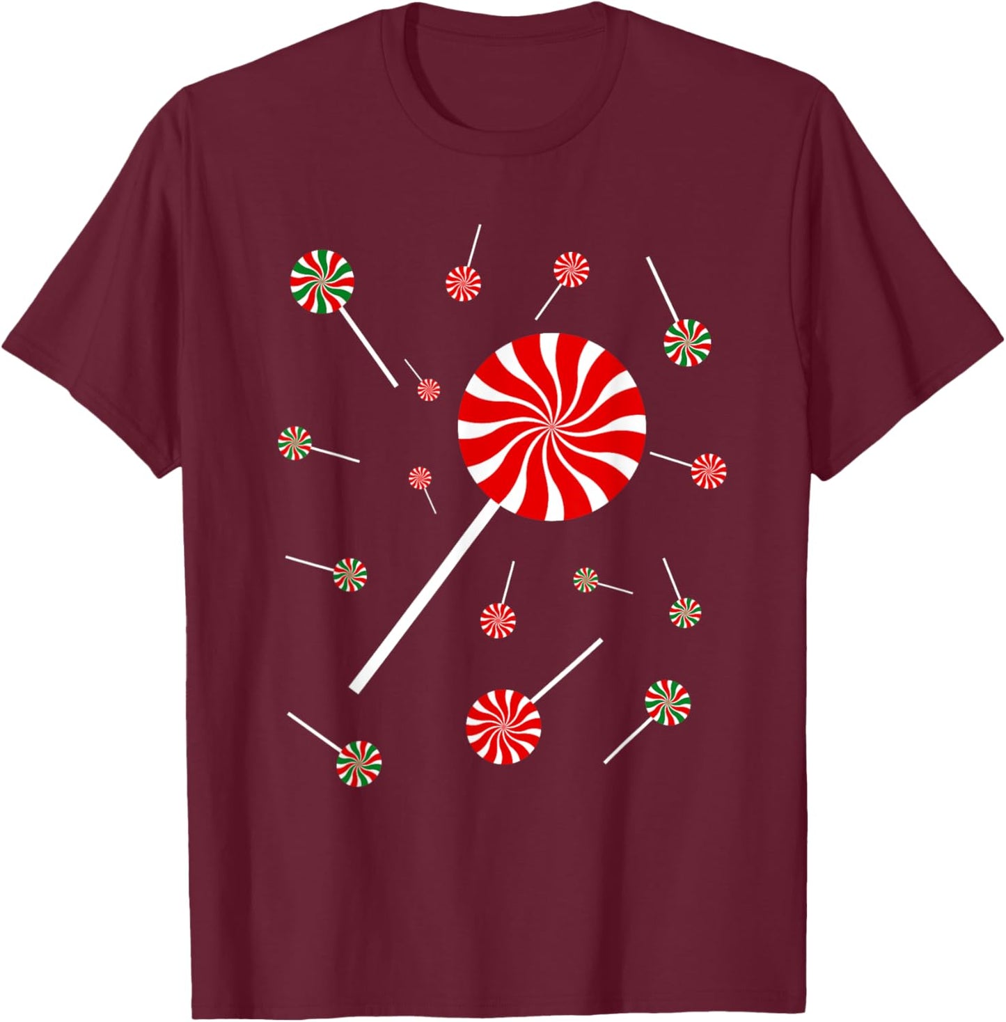 Christmas Peppermint Christmas Candy T-Shirt - T-Shirt | Maroon