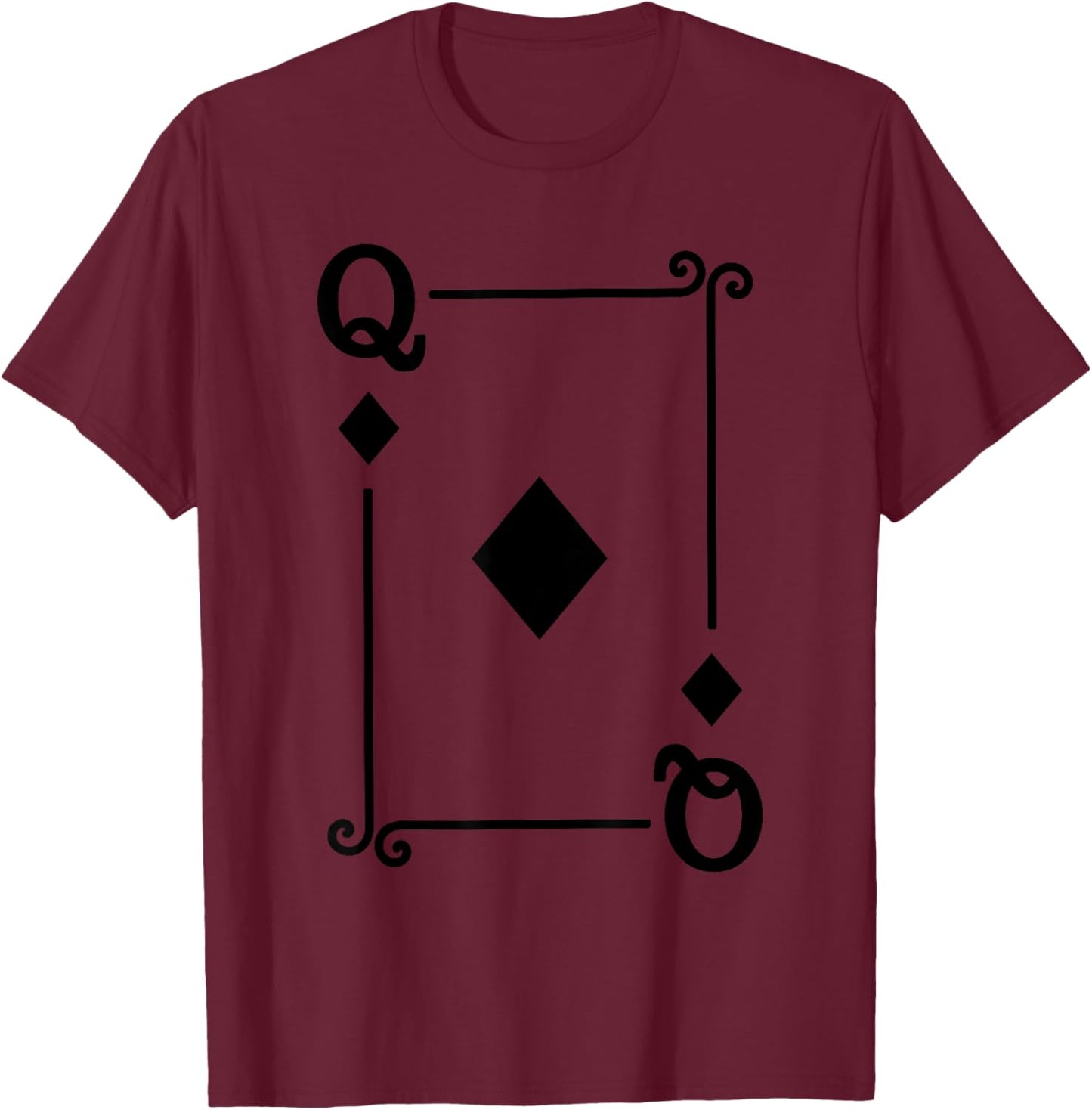 Playing Cards Costume - Queen Diamonds Card - Queen Card T-Shirt - T-Shirt | Maroon