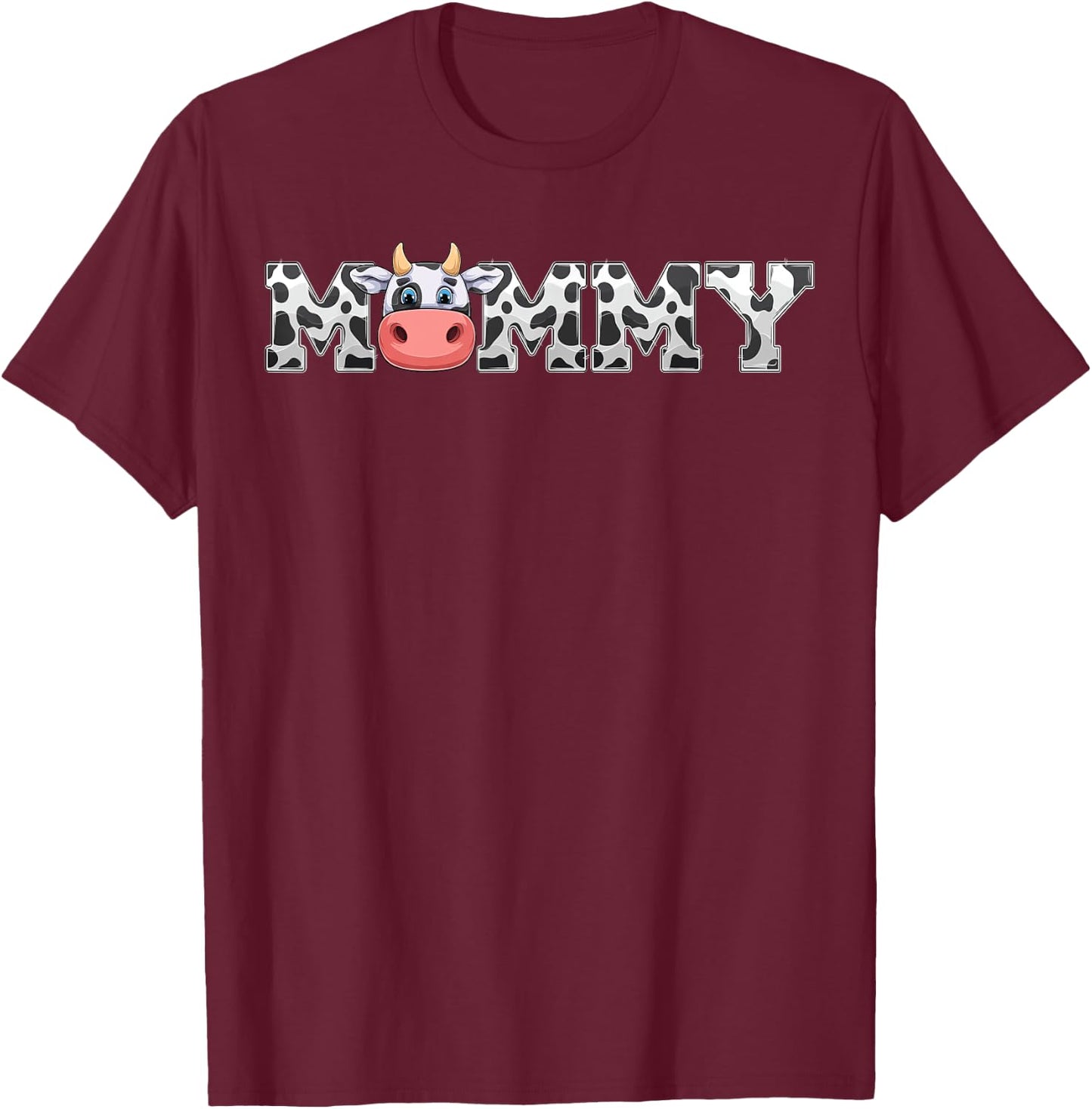 Mommy Cow Print Cowboy Animal Pattern Farmer Mother Mommy T-Shirt - T-Shirt | Maroon