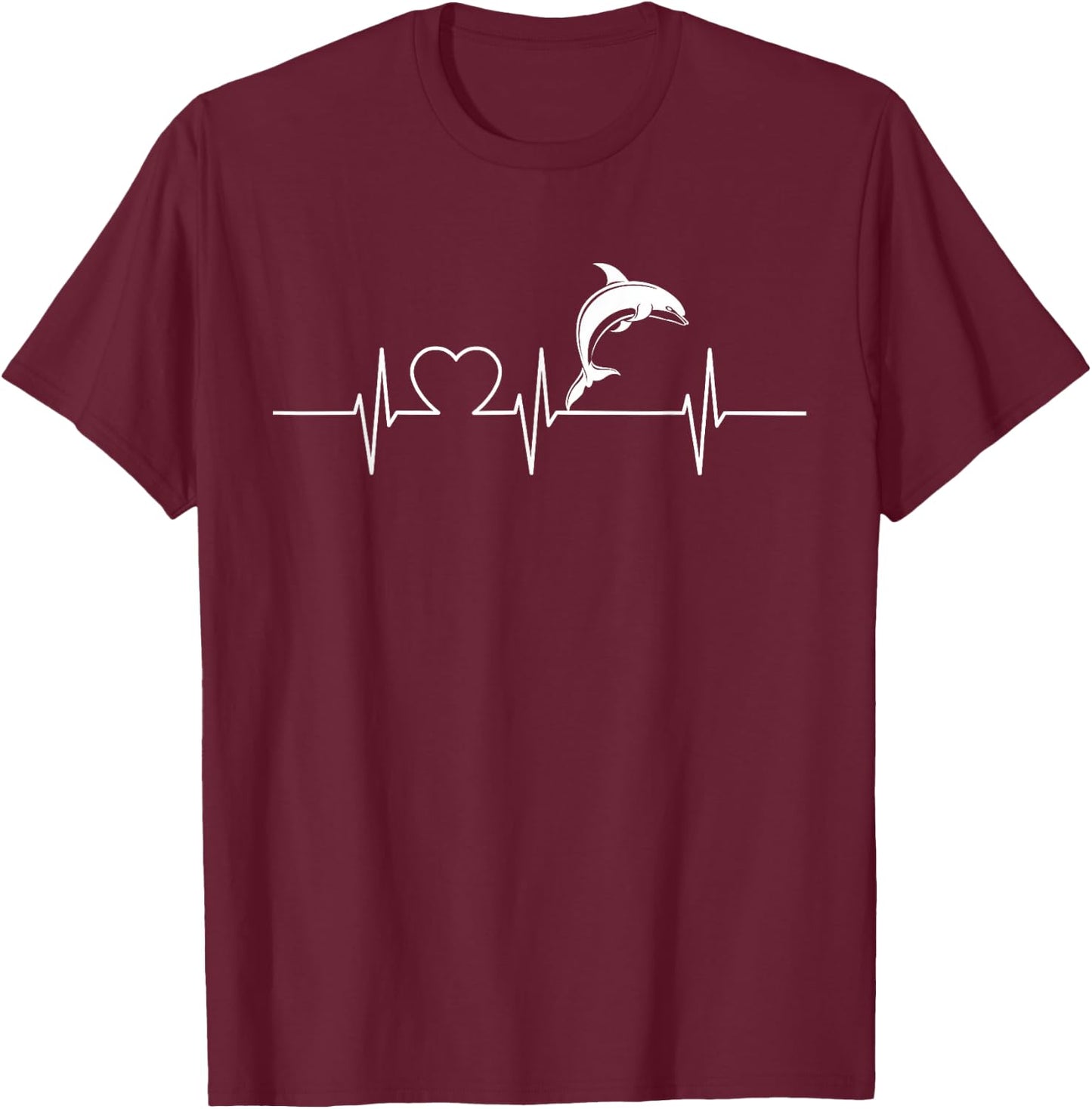 Cool Heartbeat Design with a Dolphin T-Shirt - T-Shirt | Maroon