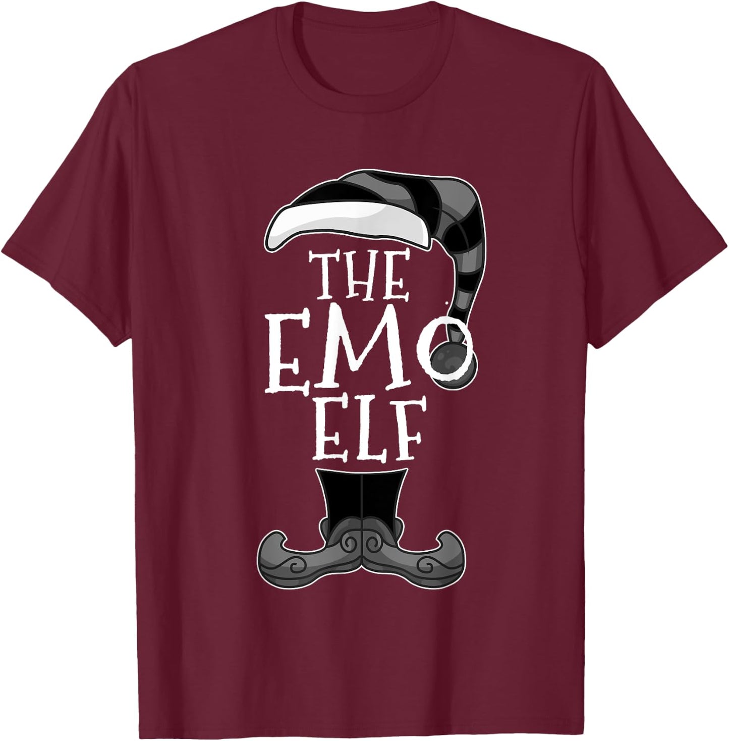 Emo Elf Matching Family Christmas Funny T-Shirt - T-Shirt | Maroon