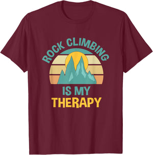 Rock Climbing as Therapy Funny Outdoor Hiking T-Shirt - T-Shirt | Maroon