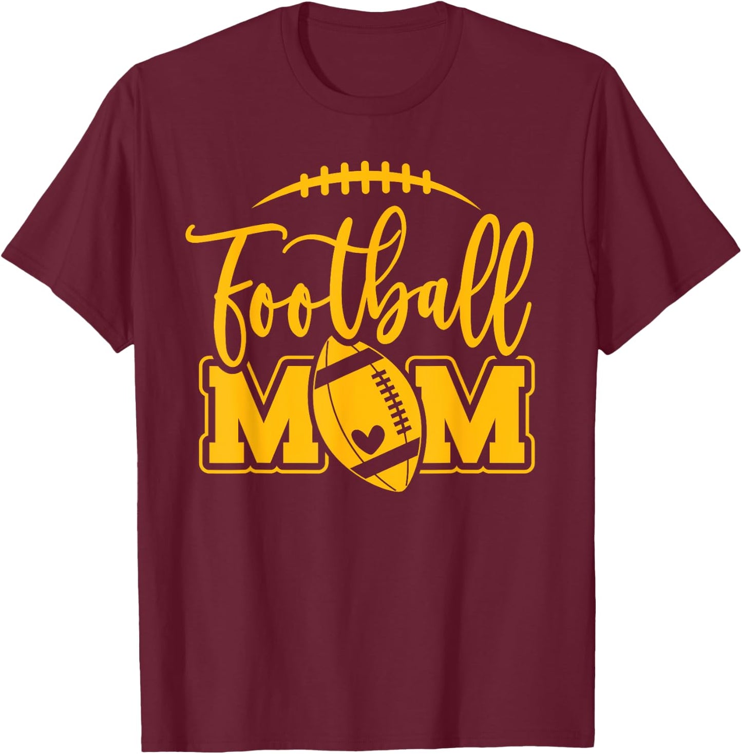 Game Day Black and Yellow High School Football Football Mom T-Shirt - T-Shirt | Maroon