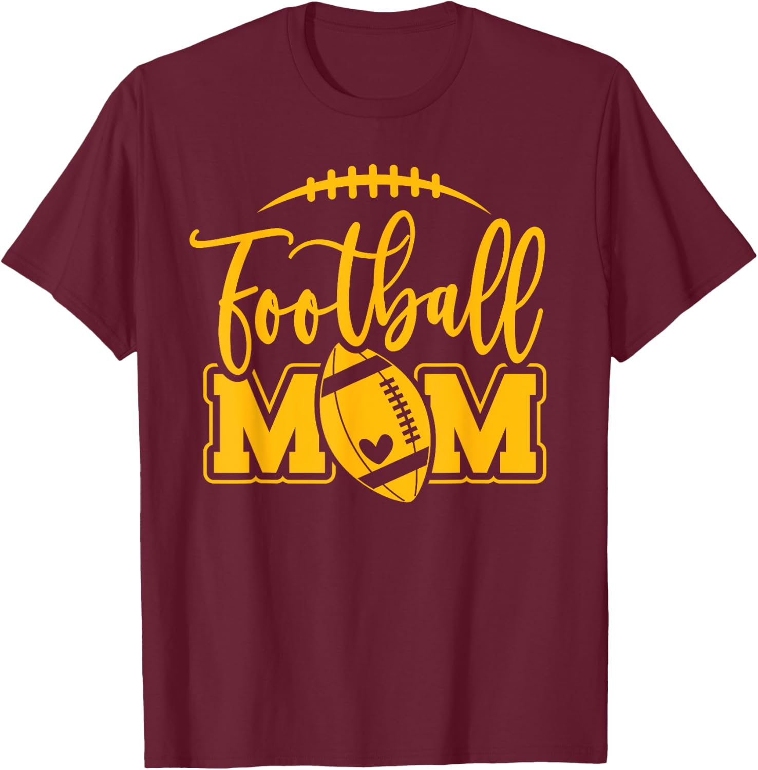 Game Day Black and Yellow High School Football Football Mom T-Shirt - T-Shirt | Maroon