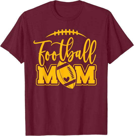 Game Day Black and Yellow High School Football Football Mom T-Shirt - T-Shirt | Maroon