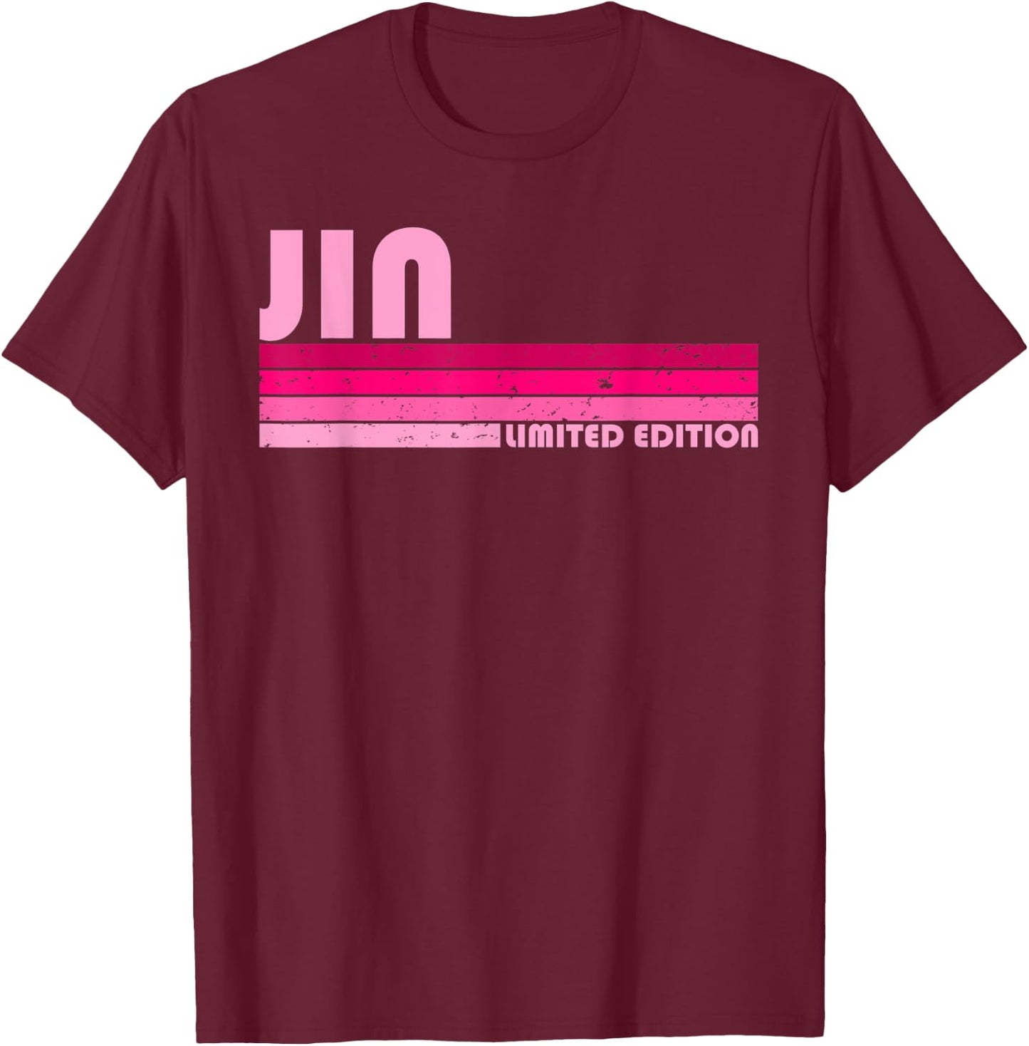 JIN Name Personalized Retro Vintage 80s 90s Birthday T-Shirt - T-Shirt | Maroon