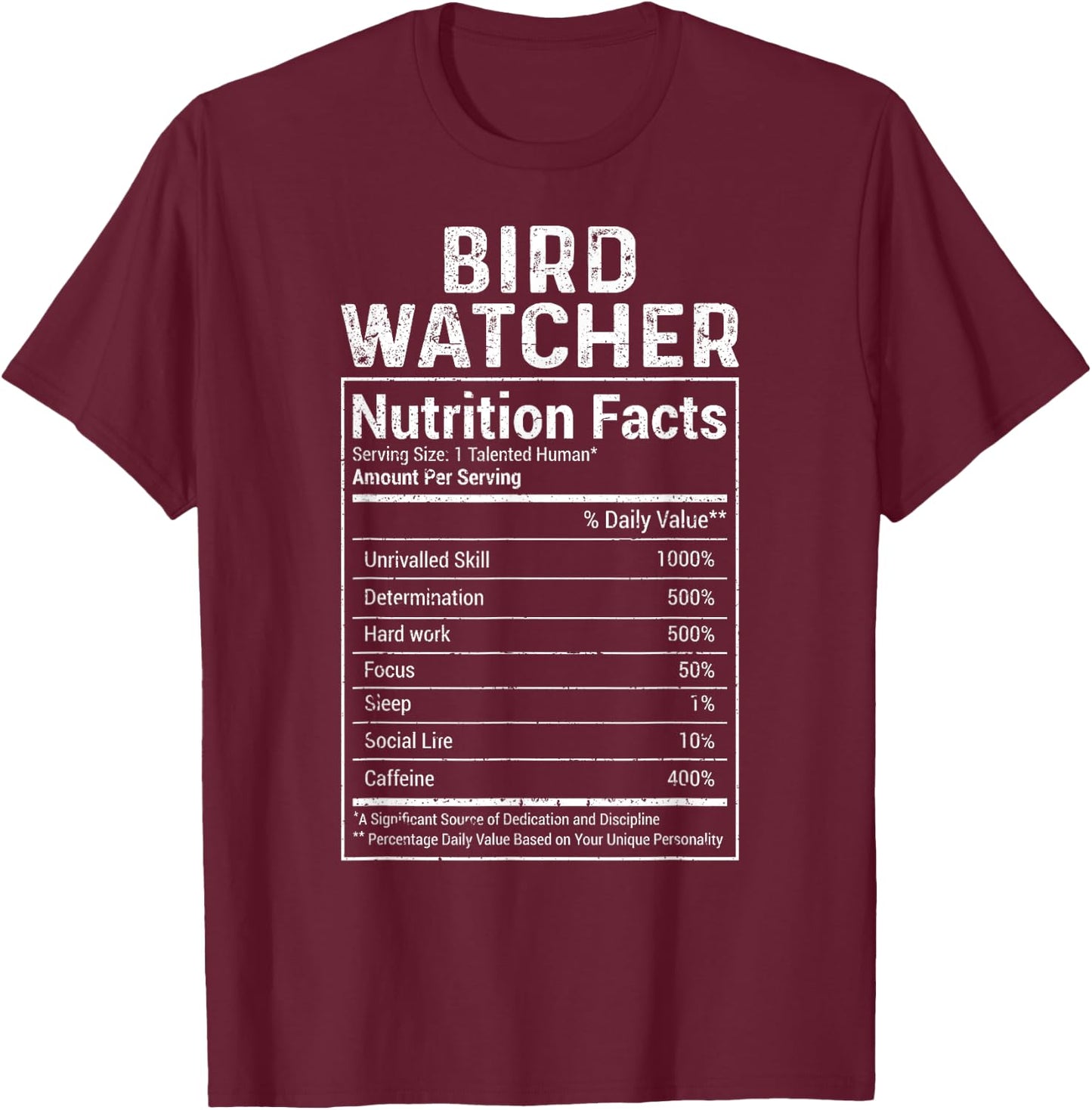 Bird Nutrition Facts - Bird Watching Funny Bird Watcher T-Shirt - T-Shirt | Maroon