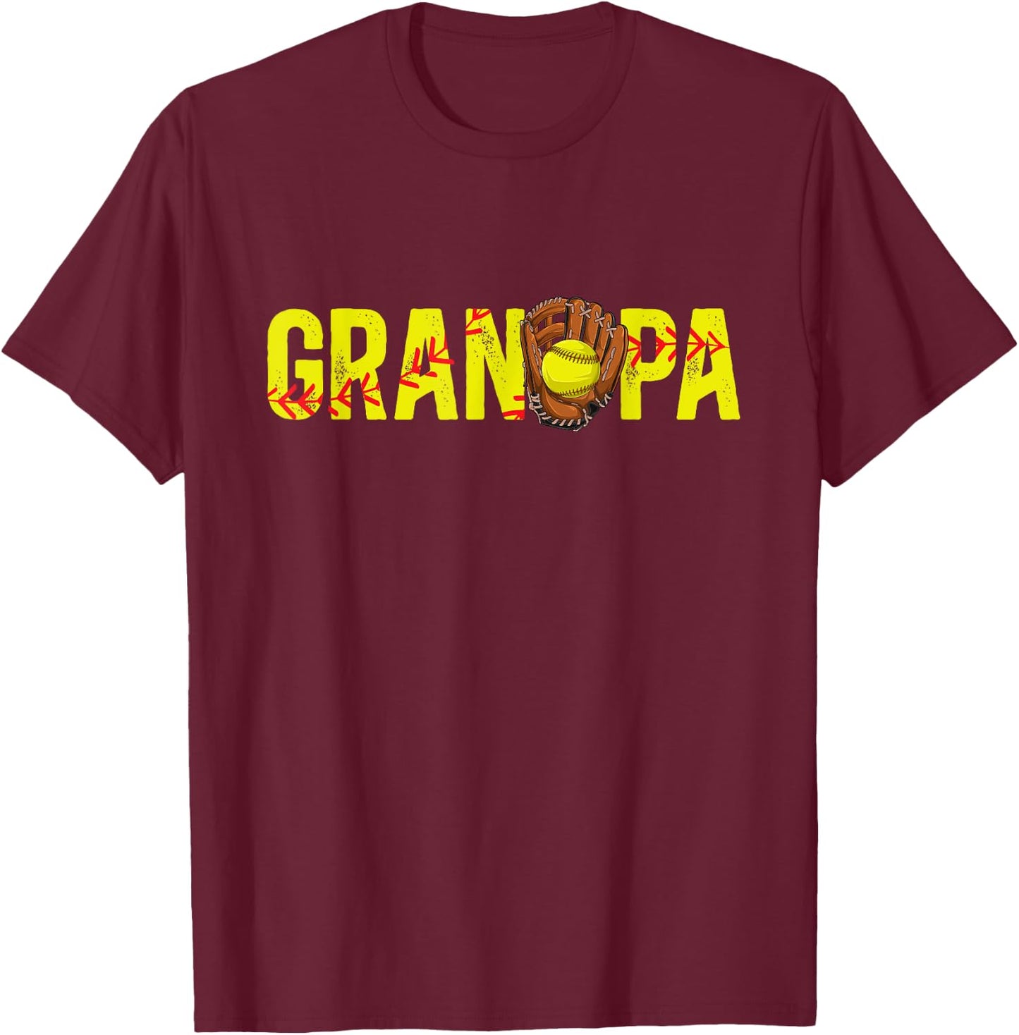 Grandpa Softball Grandpa Softball Player Grandfather T-Shirt - T-Shirt | Maroon