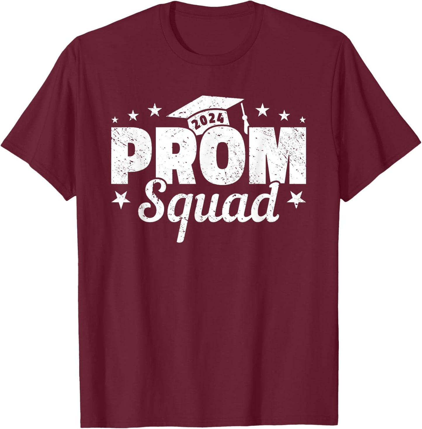 Prom Squad 2024 Graduate Funny Prom Class of 2024 T-Shirt - T-Shirt | Maroon