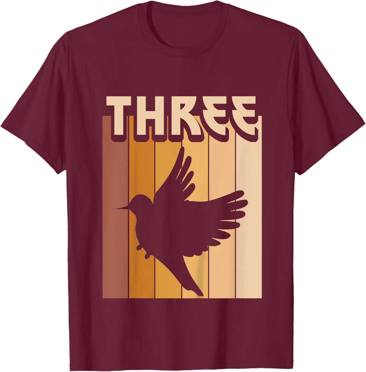 Kids 3 Year Old Bird Birthday Boy Girl 3rd Birthday Birds T-Shirt - T-Shirt | Maroon