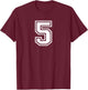 Number #5 Sports Team T-Shirt - T-Shirt | Maroon