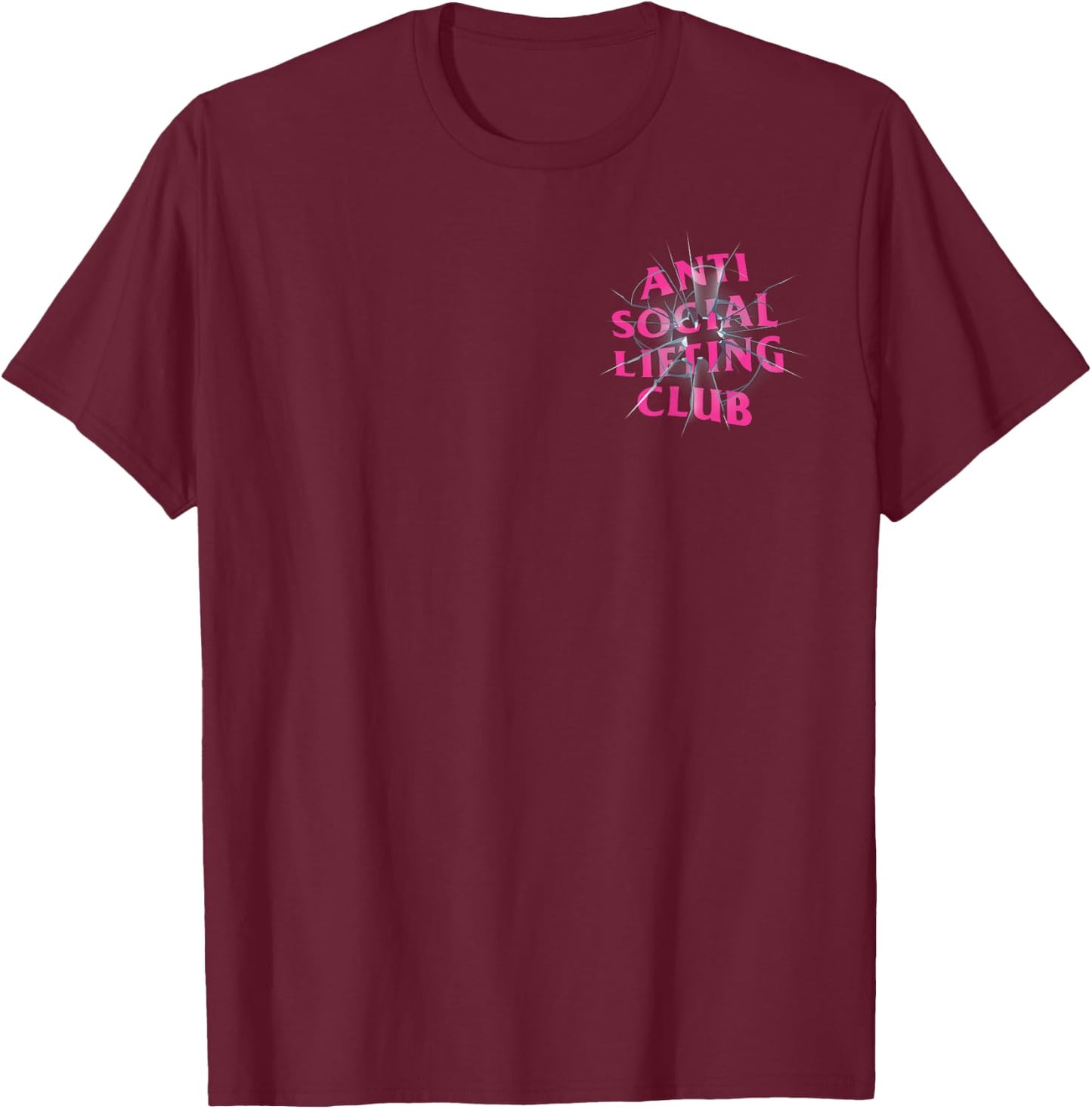 Anti Social Lifting Club: Bullet Hot Pink (Front + Back) T-Shirt - T-Shirt | Maroon