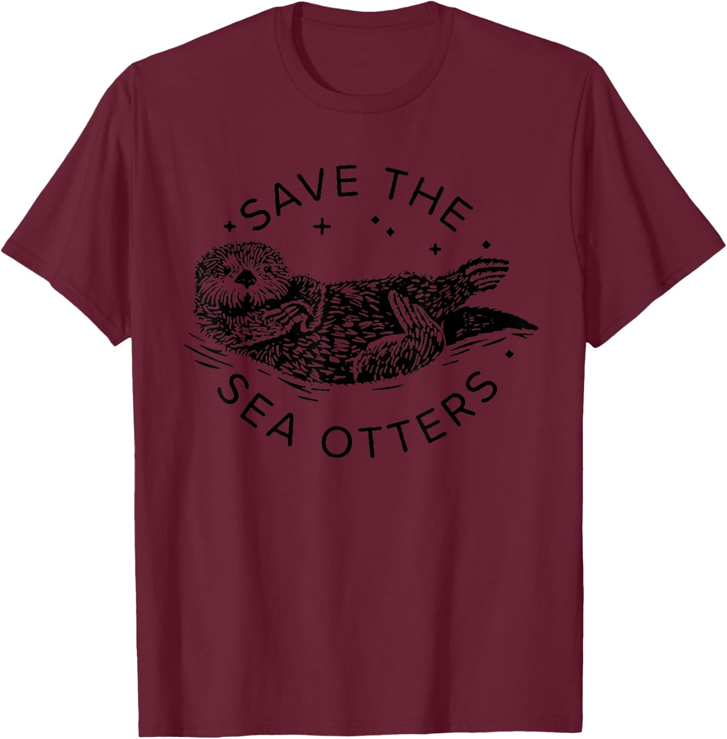 Save The Sea Otters T-Shirt - T-Shirt | Maroon