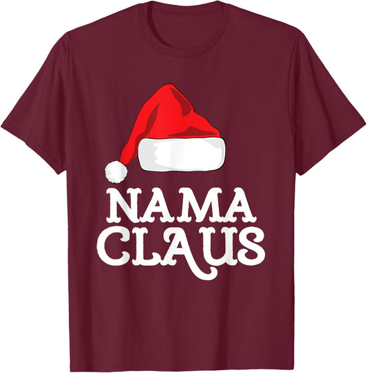 Family Nama Claus Christmas Santa's Hat Pajama Matching T-Shirt - T-Shirt | Maroon