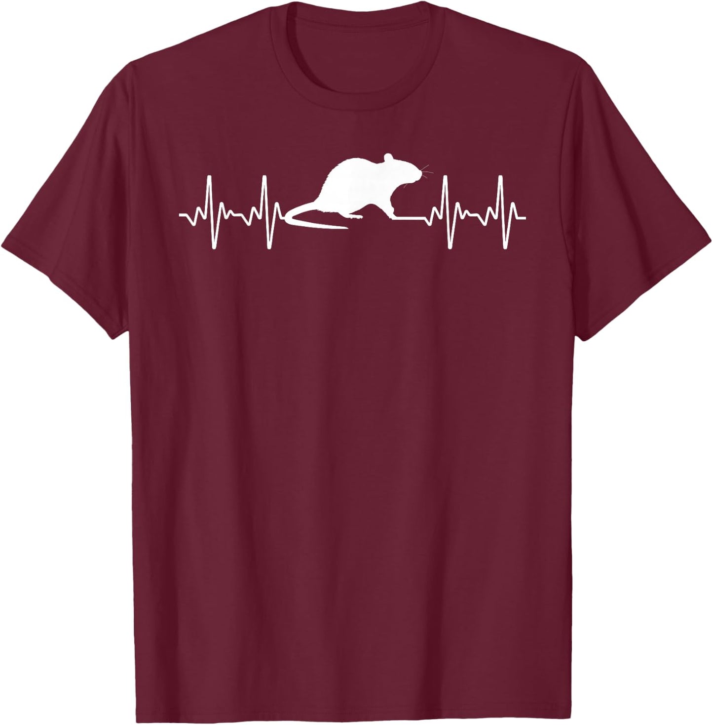 Funny Rat Art Women Kids Heartbeat Mouse Rat Lovers T-Shirt - T-Shirt | Maroon