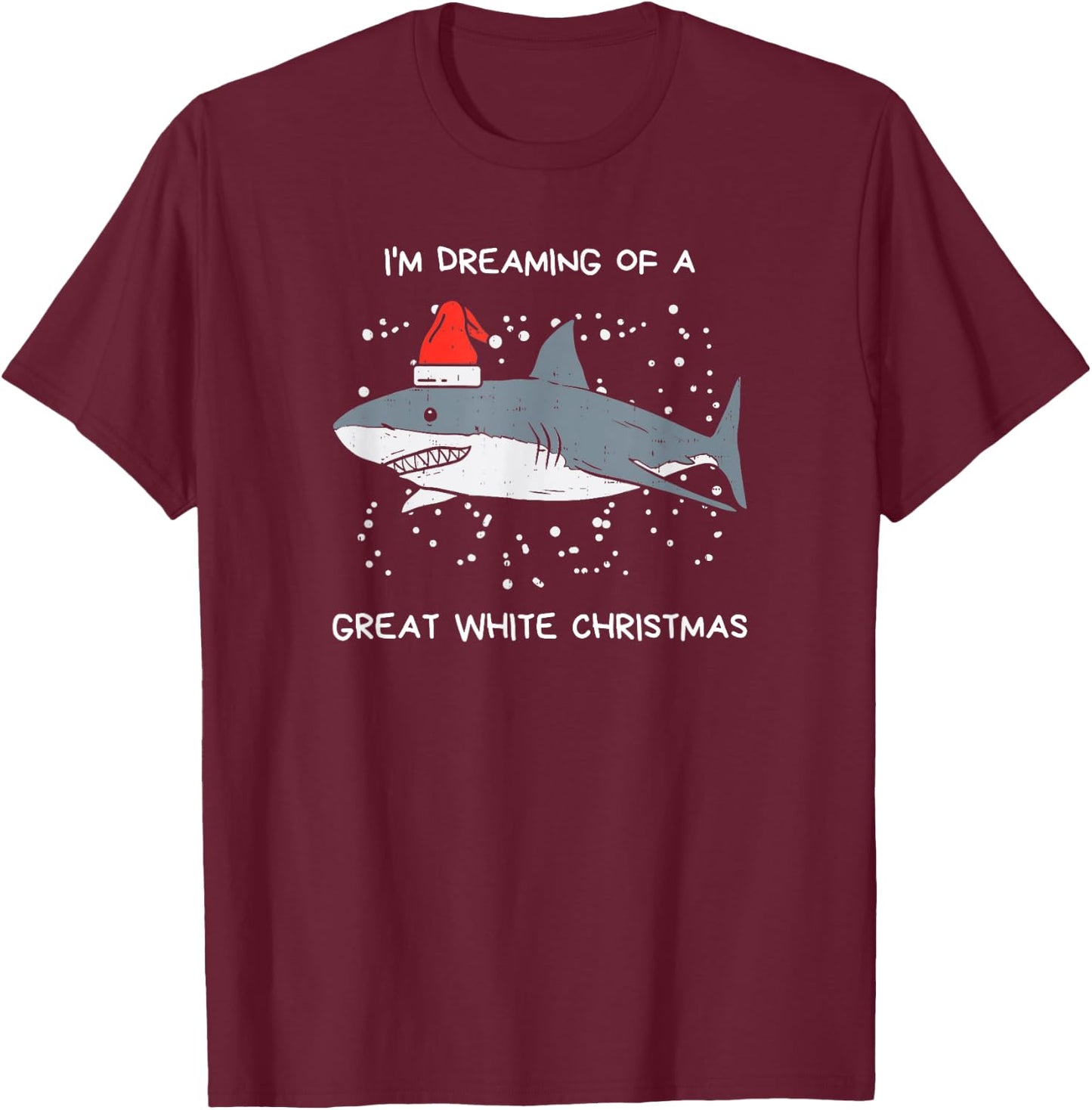 Christmas Shark Santa Hat |Xmas Santa Jaws |Funny Shark Pun T-Shirt - T-Shirt | Maroon