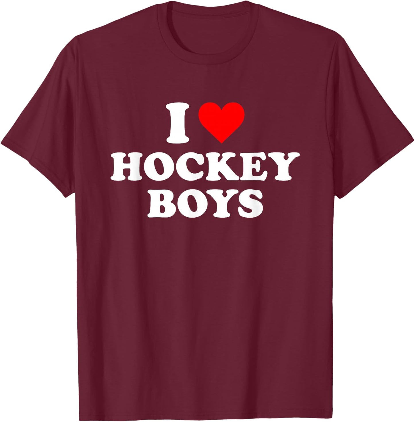I Love Hockey Boys T-Shirt - T-Shirt | Maroon
