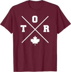 Classic TOR Toronto Crossmark Maple Leaf Outline T-Shirt - T-Shirt | Maroon