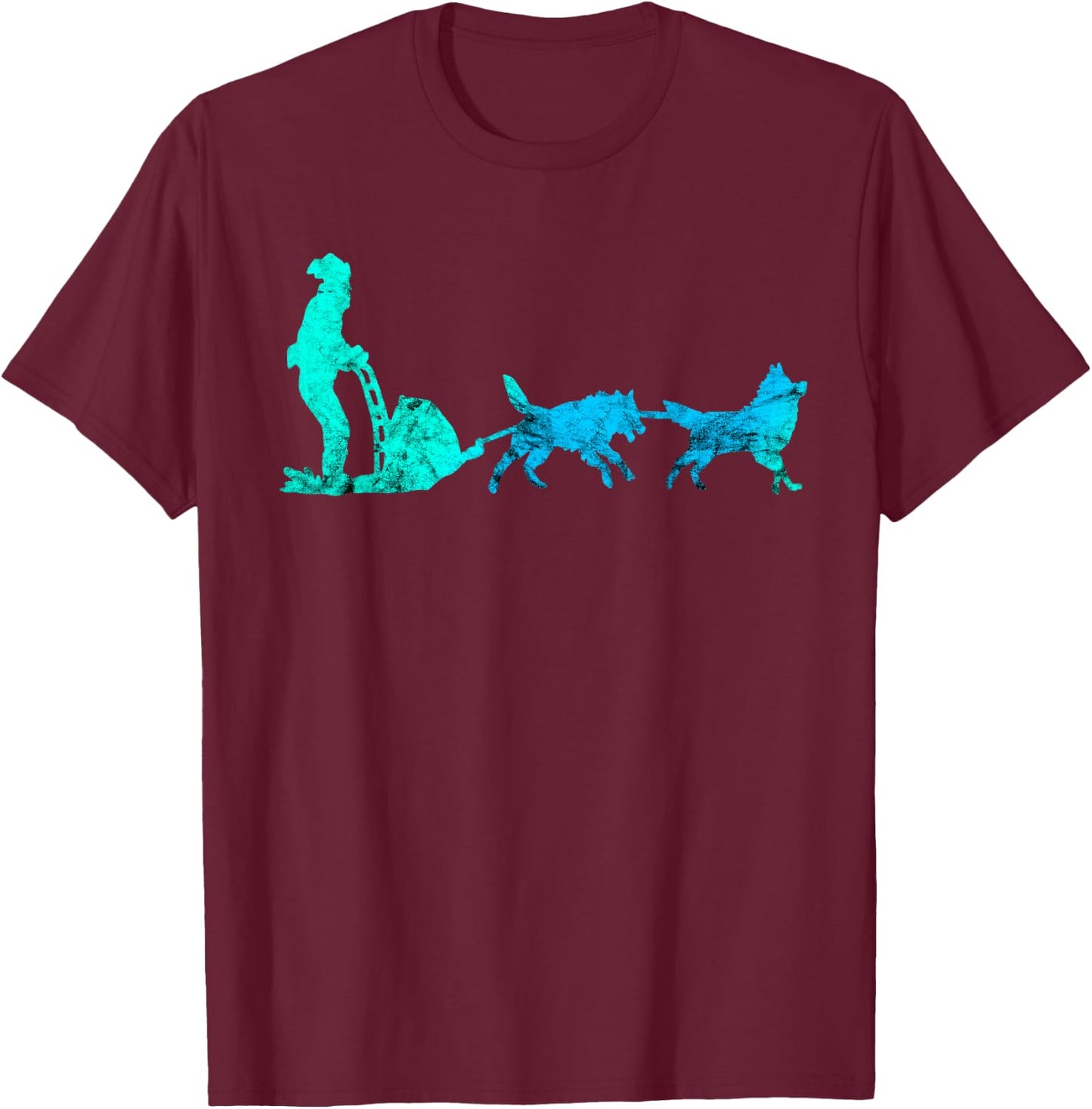 Vintage Sled Dog Mushing Mush Dog Huskies Snow Sleding T-Shirt - T-Shirt | Maroon