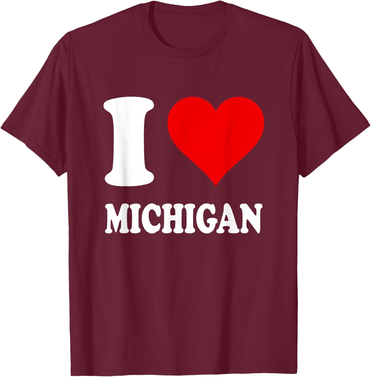 Red Heart I Love Michigan T-Shirt - T-Shirt | Maroon