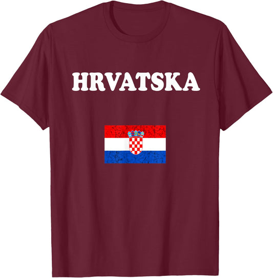 Hrvatska Croatian Pride Croatian Roots Croatian Flag Croatia T-Shirt - T-Shirt | Maroon