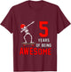 Kids 5th Birthday Dabbing Skeleton Skateboard 5 Years Old Boys T-Shirt - T-Shirt | Maroon