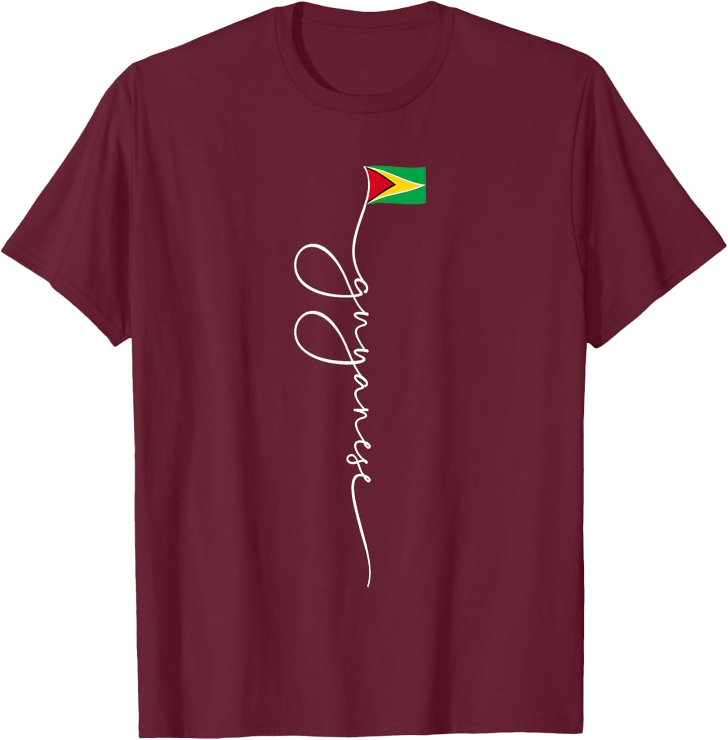 Guyana Signature Guyanese Flag T-Shirt - T-Shirt | Maroon