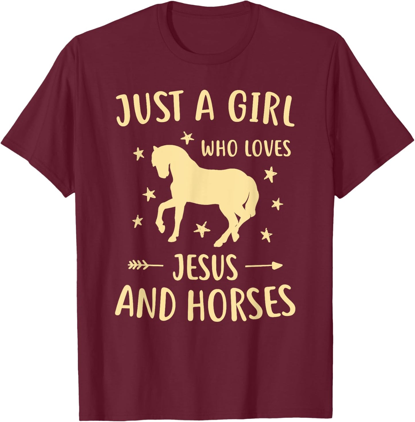Jesus And Horses For Girls Teens Women Horse Lover Christian T-Shirt - T-Shirt | Maroon