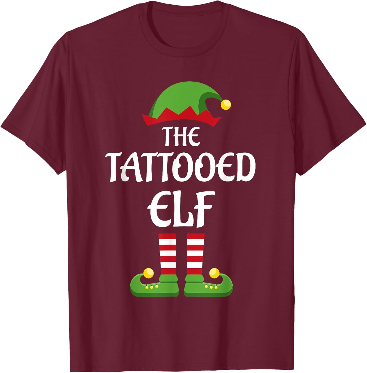 Tattooed Elf Family Matching Group Christmas T-Shirt - T-Shirt | Maroon