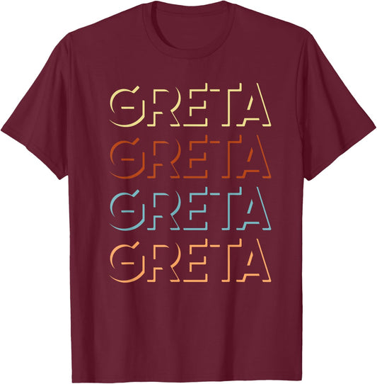 Greta First Name My Personalized Named T-Shirt - T-Shirt | Maroon