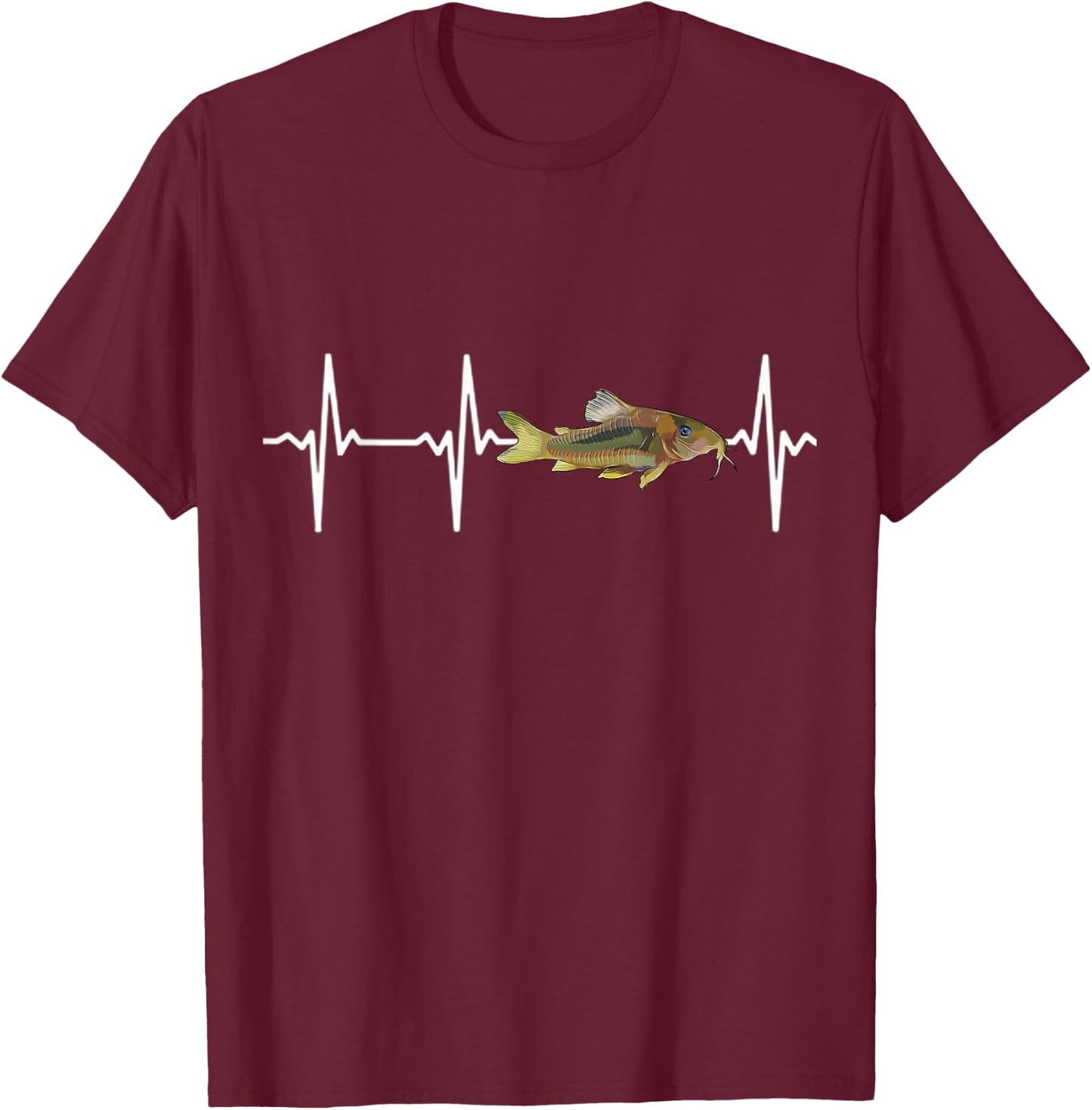 Corydoras Catfish Heartbeat For Fishkeeping Aquarium Lovers T-Shirt - T-Shirt | Maroon