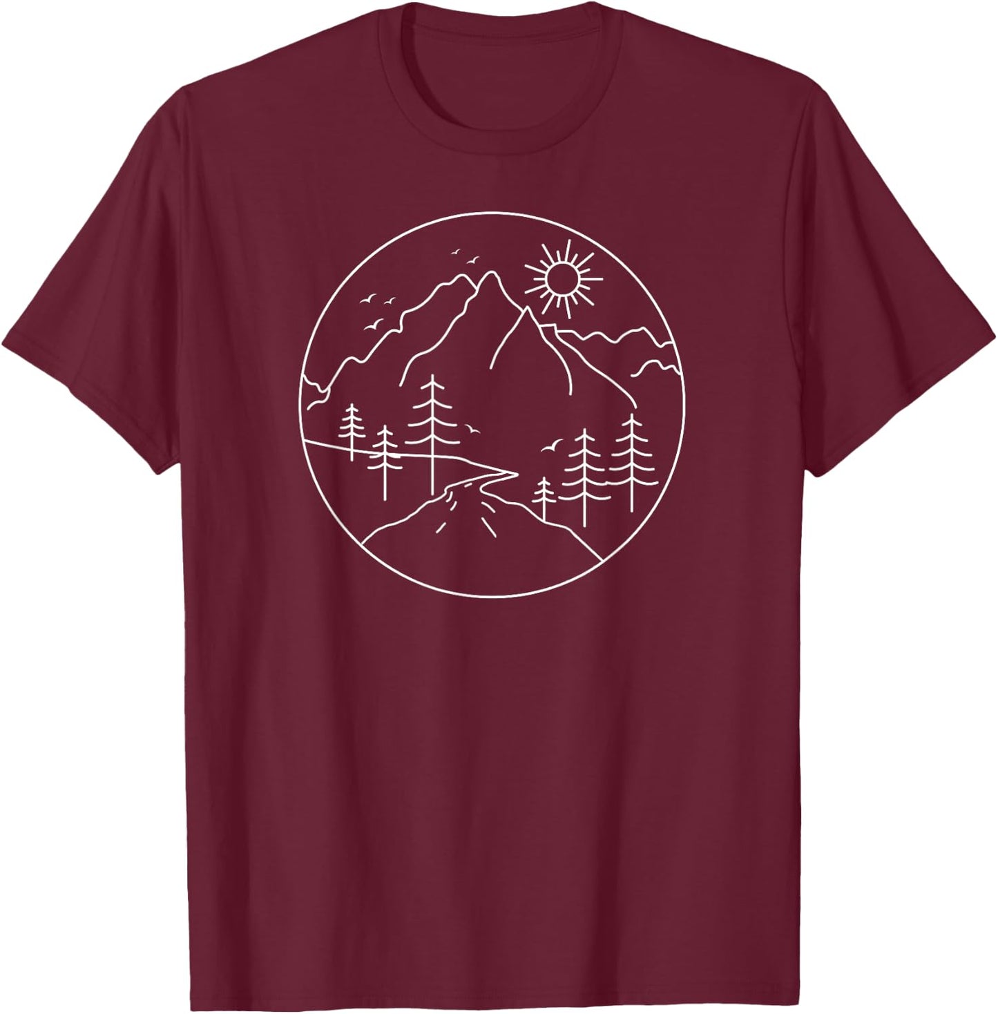 Sunrise Mountain Nature Hiking Camping Outdoors Mountains T-Shirt - T-Shirt | Maroon