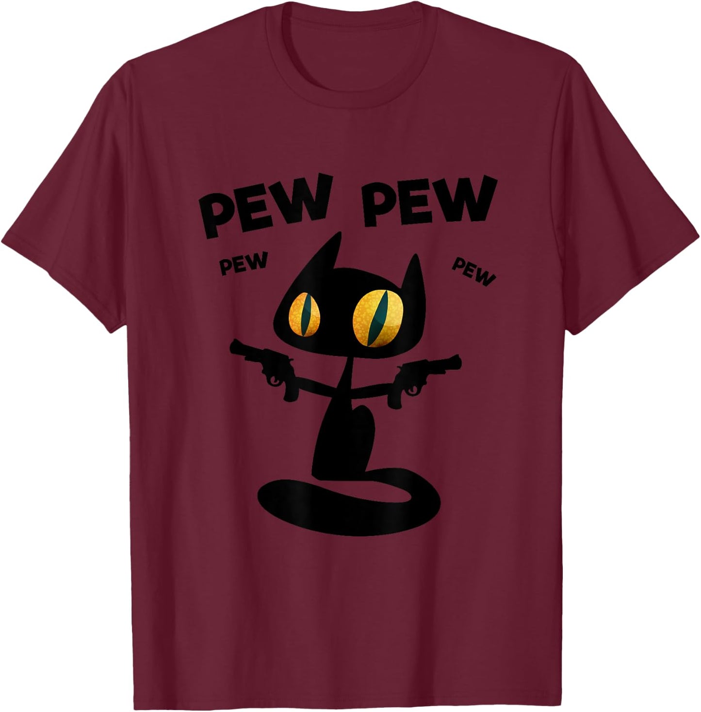 Cool Funny Pew Pew Halloween Black Cat Graphic Cool Designs Women T-Shirt - T-Shirt | Maroon