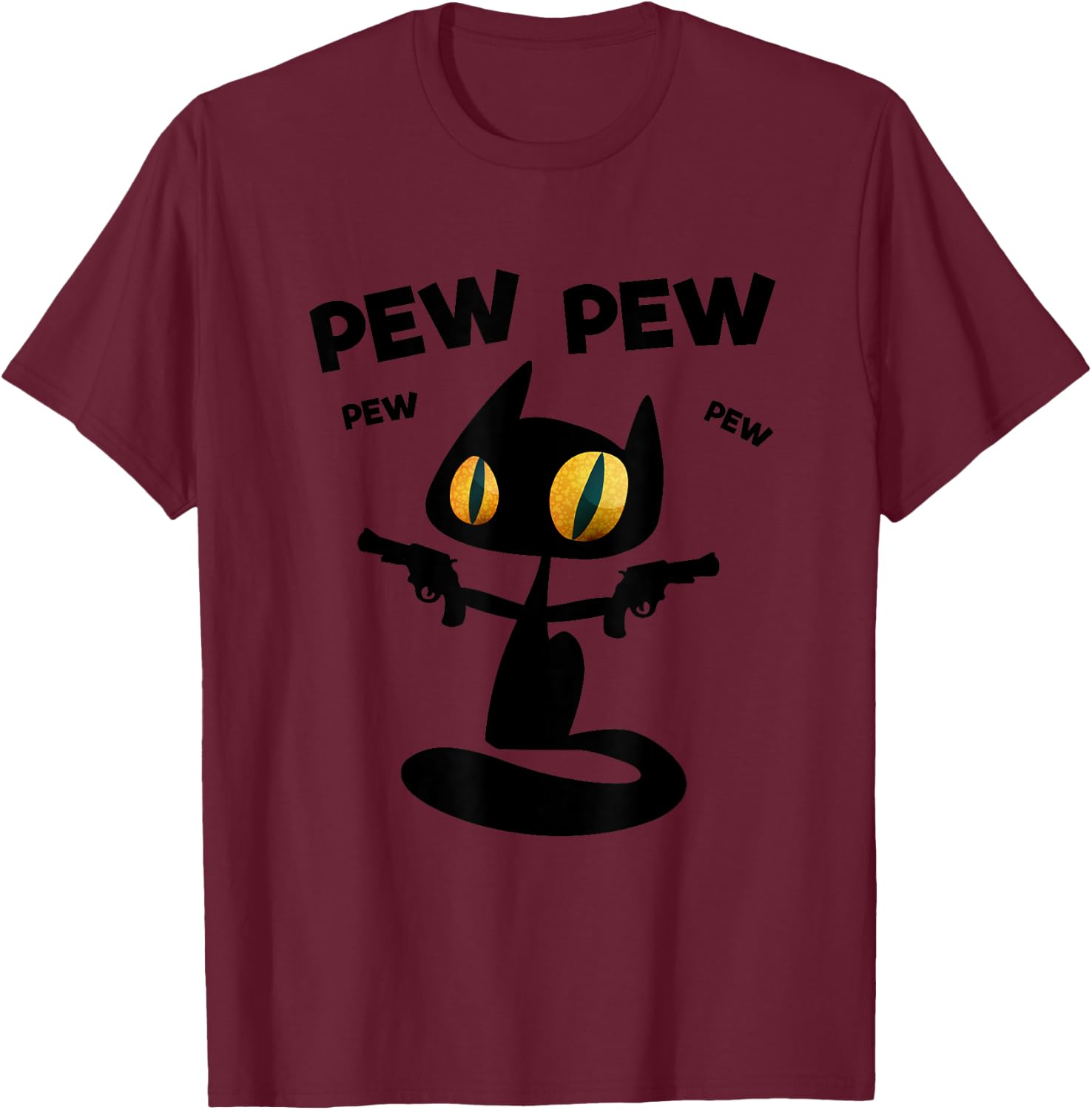 Cool Funny Pew Pew Halloween Black Cat Graphic Cool Designs Women T-Shirt - T-Shirt | Maroon