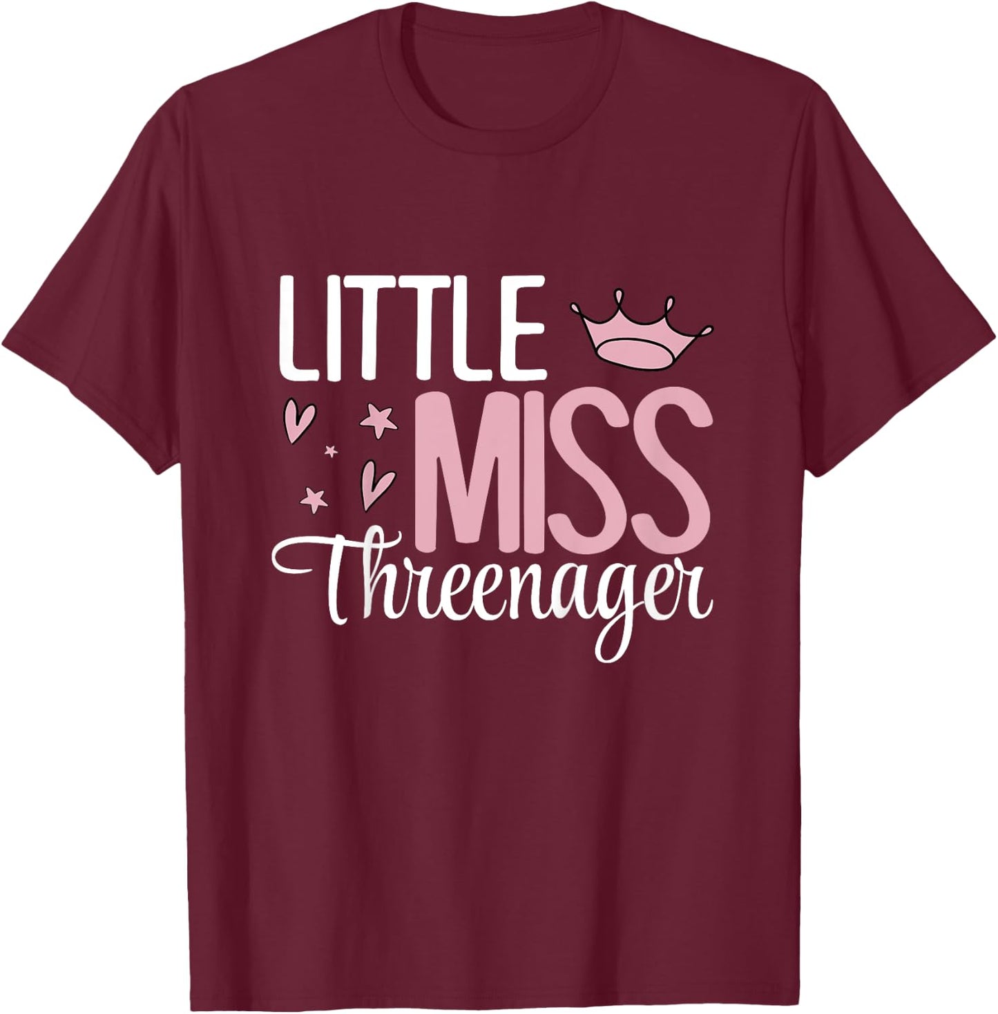 Little Miss Threenager T-Shirt - T-Shirt | Maroon