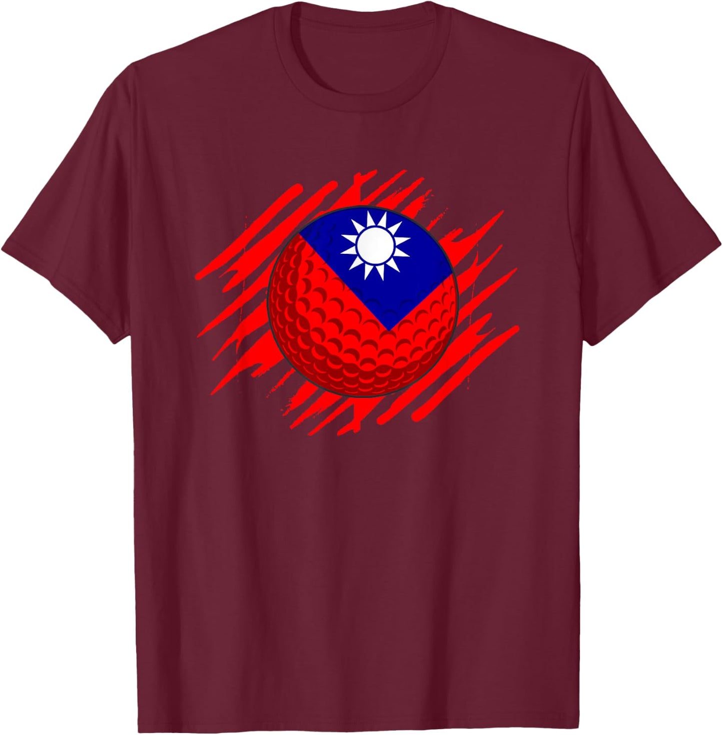 Golf Ball With The Flag Of Taiwan T-Shirt - T-Shirt | Maroon