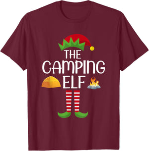 Elf Group Matching Family Christmas Costume The Camping ELF T-Shirt - T-Shirt | Maroon