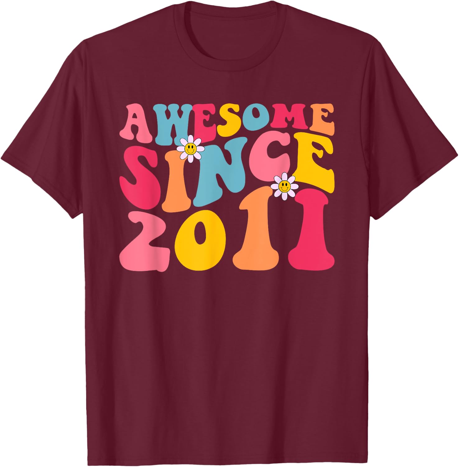 14th Birthday Awesome Since 2011 Retro 14 Years Old Vintage T-Shirt - T-Shirt | Maroon