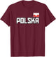 Polska Flag Poland Polish Pride Athletic Style Country T-Shirt - T-Shirt | Maroon