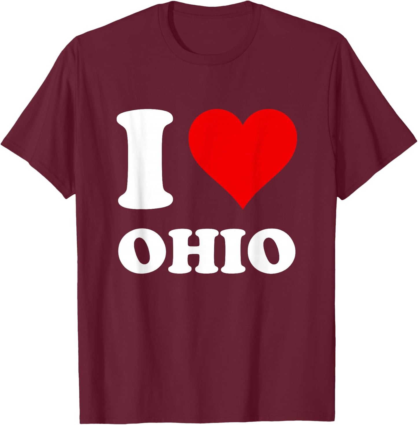 Red Heart I Love Ohio T-Shirt - T-Shirt | Maroon