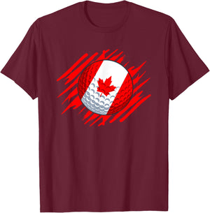 Golf Ball With The Flag Of Canada T-Shirt - T-Shirt | Maroon
